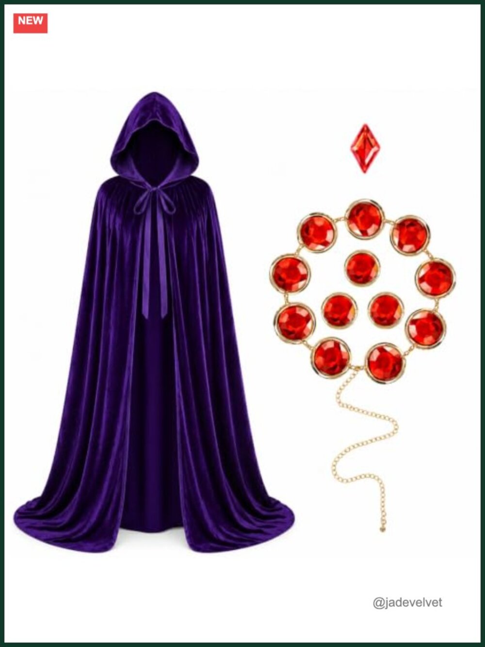 Women's Halloween Costume Purple Velvet Cloak & Waist Belt